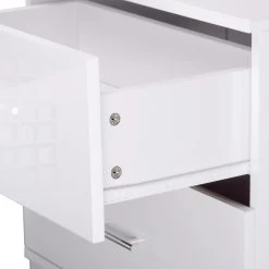 Artiss High Gloss Two Drawers Bedside Table - White -Best Bedding Store furni gloss side wh 04