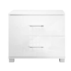 Artiss High Gloss Two Drawers Bedside Table - White -Best Bedding Store furni gloss side wh 07