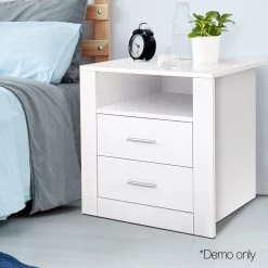 Artiss Bedside Tables Drawers Storage Cabinet Drawers Side Table White -Best Bedding Store furni side shelf wh 08