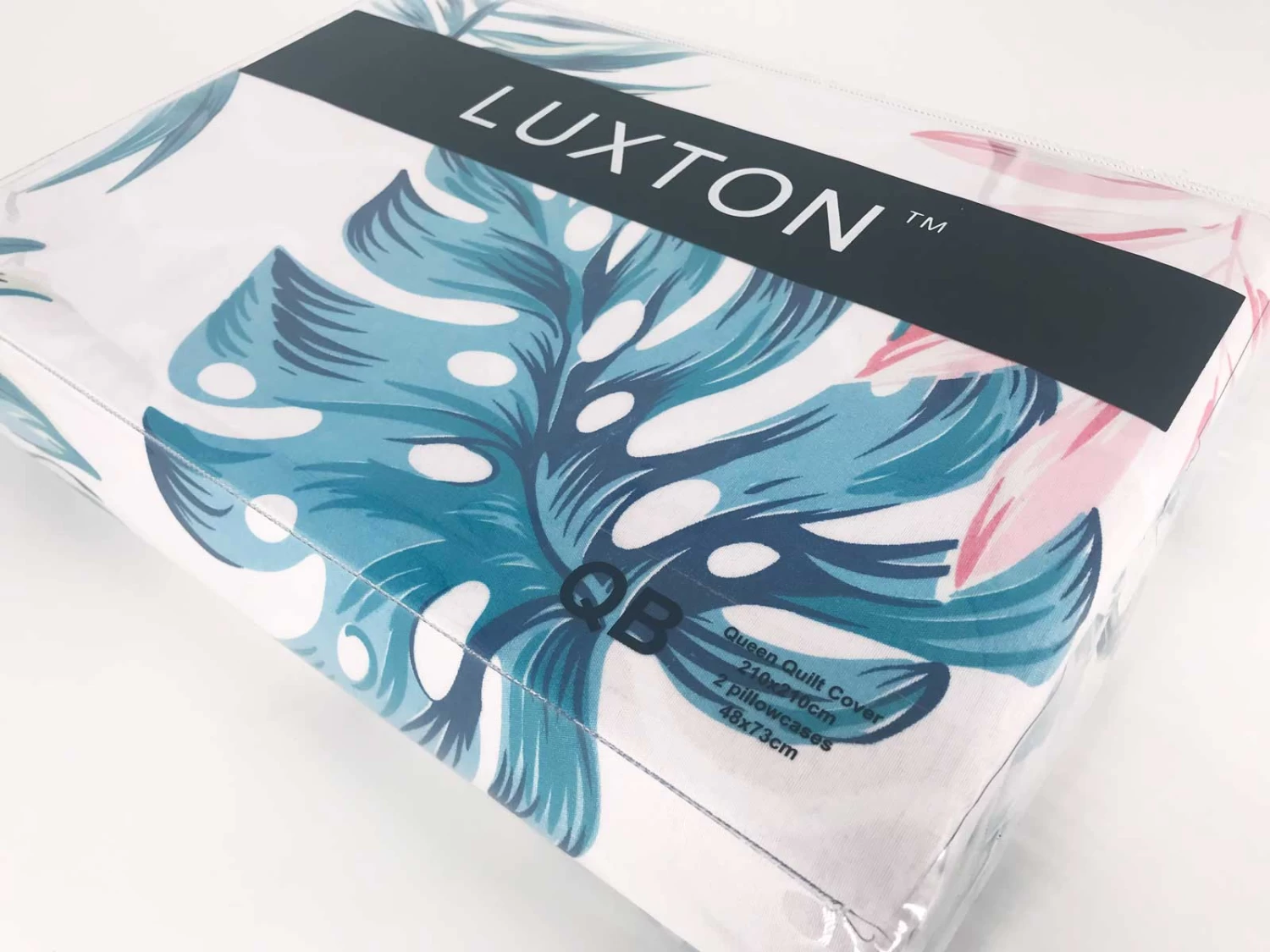 Queen Size 3pcs Palm Leaf Quilt Cover Set 4 Queen Size 3pcs Palm Leaf Quilt Cover Set - Image 2