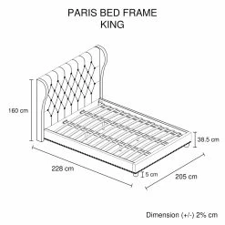Paris Bedframe King Size Grey Color -Best Bedding Store infographic k 4 1 9