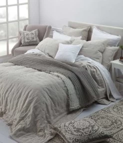 Laundered Linen King Natural Bedspread Set By MM Linen