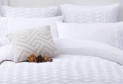 King Size 3pcs White Weave Pintuck Quilt Cover Set -Best Bedding Store mc0003 q3