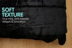 600GSM Large Double-Sided Queen Faux Mink Blanket - Black -Best Bedding Store mink bk f3