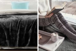 600GSM Large Double-Sided Queen Faux Mink Blanket - Black -Best Bedding Store mink bk f4