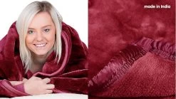 600GSM Large Double-Sided Faux Mink Blanket - Wine Red -Best Bedding Store mink mult wrd