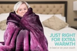 600GSM Large Double-Sided Faux Mink Blanket - Purple -Best Bedding Store mink pu f2