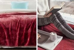 600GSM Large Double-Sided Faux Mink Blanket - Wine Red -Best Bedding Store mink wrd f4
