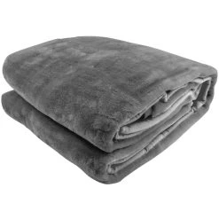 600GSM Double-Sided Queen Size Faux Mink Blanket - Pewter Silver -Best Bedding Store mink silver