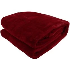 600GSM Large Double-Sided Faux Mink Blanket - Wine Red -Best Bedding Store mink wRed