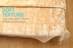 800GSM Heavy Double-Sided Faux Mink Blanket - Beige -Best Bedding Store mnkhv be f3