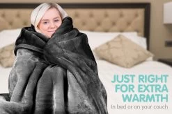 800GSM Heavy Double-Sided Faux Mink Blanket - Black -Best Bedding Store mnkhv bk f2