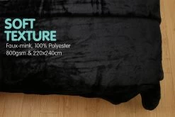 800GSM Heavy Double-Sided Faux Mink Blanket - Black -Best Bedding Store mnkhv bk f3