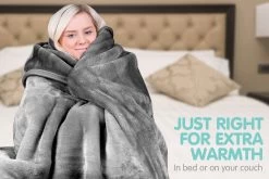 800GSM Heavy Double-Sided Faux Mink Blanket - Silver -Best Bedding Store mnkhv sl f2