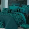 Super King Size Lyde Teal Black Flocking Quilt Cover Set(3PCS) -Best Bedding Store s0023t 2