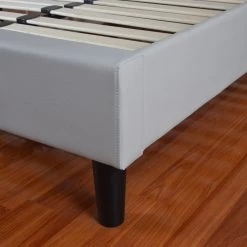 Albans Double Bed Frame Grey PU Leather Upholstered -Best Bedding Store ub1501 9 5